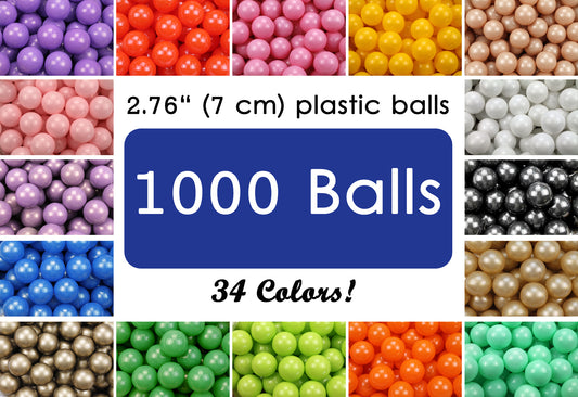 1000 ball pit balls (2.76-Inch) Phthalate Free BPA Free Non-Toxic, Crush Proof, Play Ball Pit Balls - 36 Colors